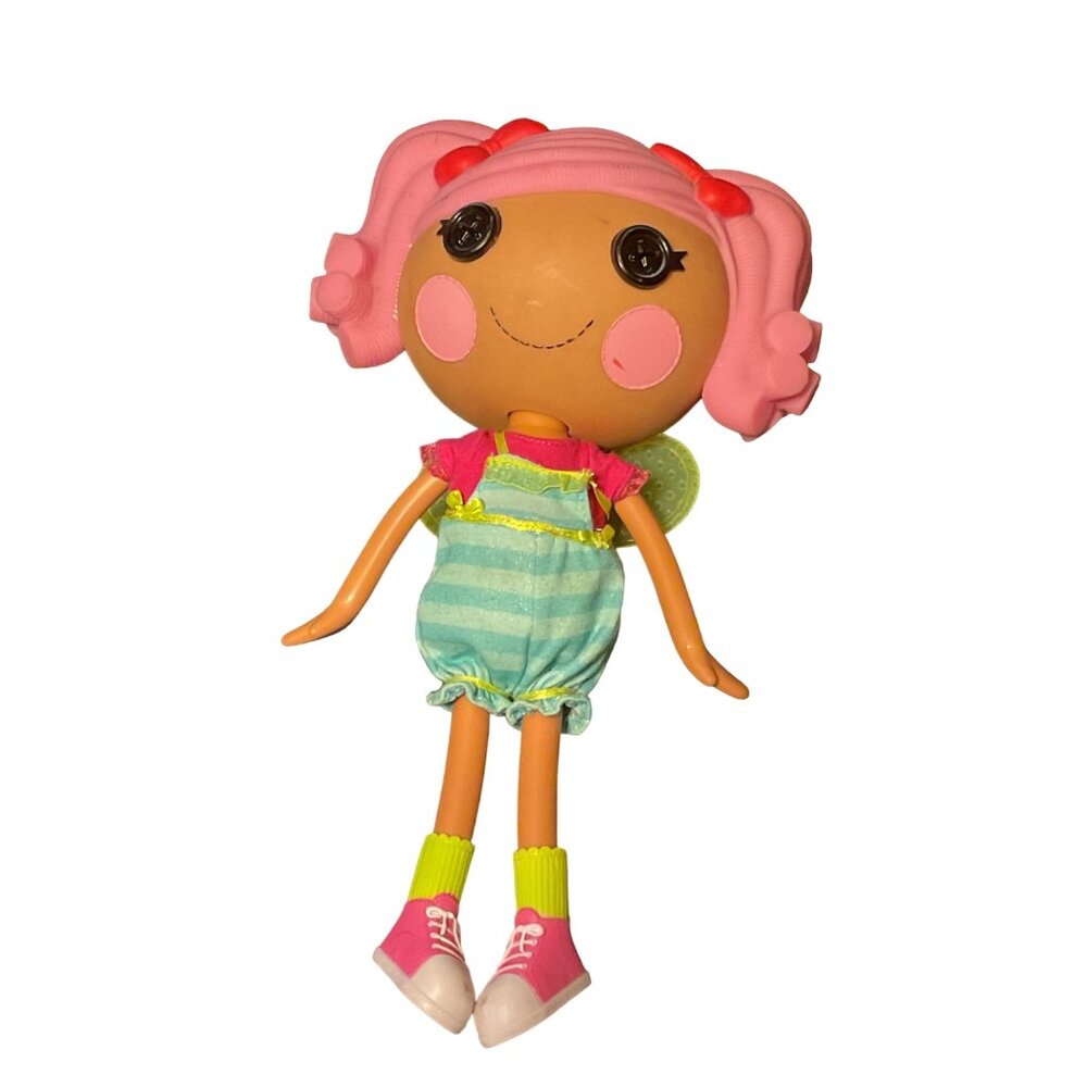 Lalaloopsy Doll 2009 MGA Entertainment 12" Pink Hair Blue Striped Dress Green Wi